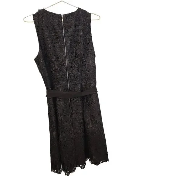 White House Black Market fit and flare black lace dress size 12 - Picture 6 of 8